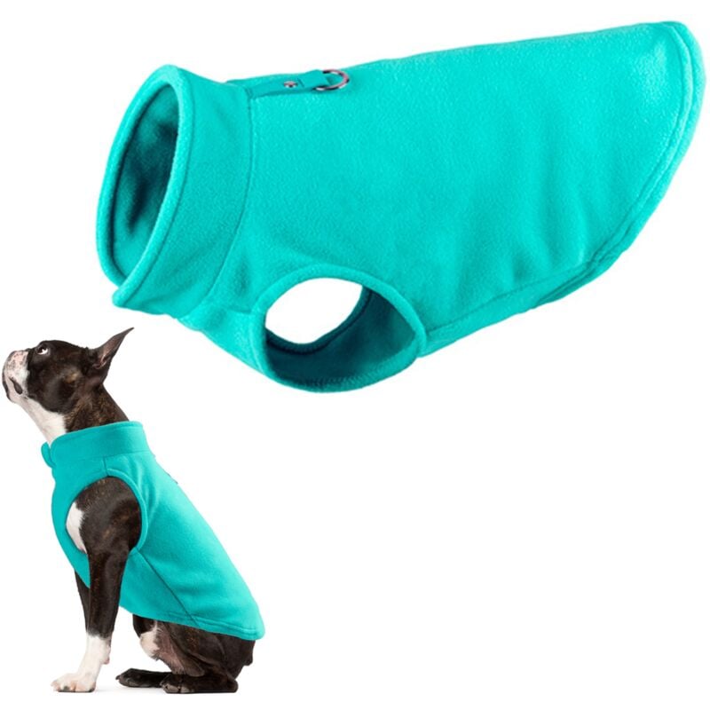 Warm Fleece Dog Jacket With O-Ring Leash - Small Dog Winter Coat