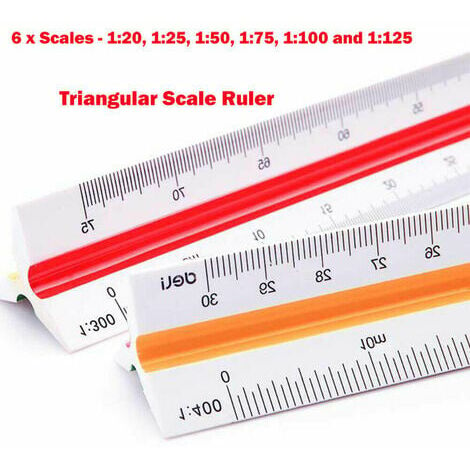 300mm Rulex architects triangular scale ruler, plastic - metric A