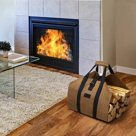 Canvas Log Carrier Bag,Waxed Durable Wood Tote,Fireplace Stove  Accessories,Extra Large Firewood Holder with Handles for Camping Best Gifts