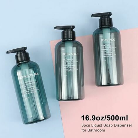 1pc Refillable Shampoo, Conditioner, Shower Gel, Hand Soap Dispenser Bottle  With Pump, Clear Plastic Press Bottle For Distributing. 300ml And 500ml  Options Available.