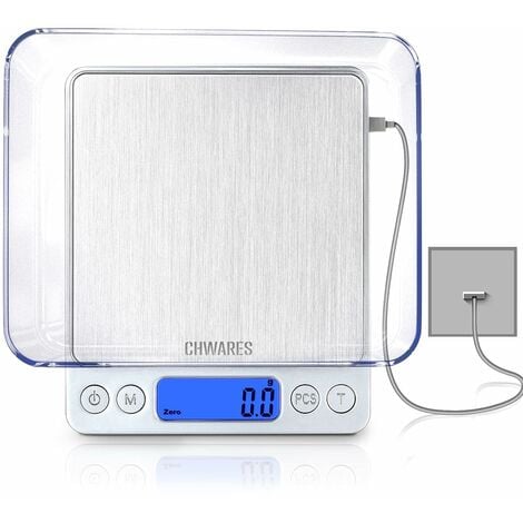 Food Scale, CHWARES Rechargeable Kitchen Scale with Trays 3000g