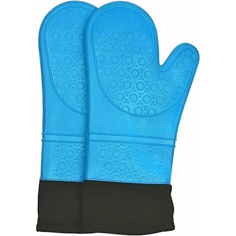 Silicone Oven Mitts,2 Pair Silicone Kitchen Pot Holders,mini Oven Oven Mitt  Heat Resistant(blue+pink)