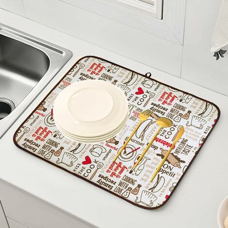 2pcs Small/Large Superfine Fiber Dish Drying Mats Kitchen