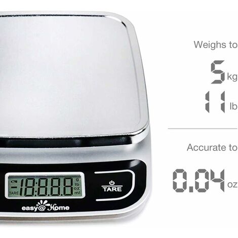 5KG Digital Kitchen Scale USB Rechargeable Food Scale 0.04oz/1g Increment  Ultra Slim Food Scale with Tare & Auto Off Function Back-Lit LCD Stainless