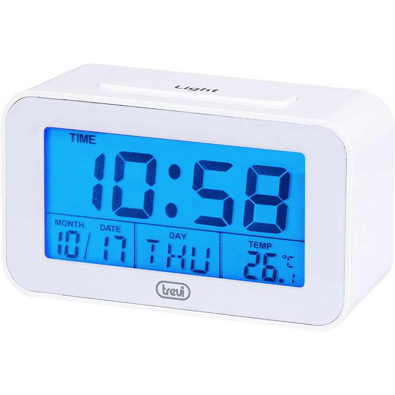 Trevi Pantalla Lcd retroiluminada programable snooze blanco sld 3p50reloj digital con alarma y color 3p50