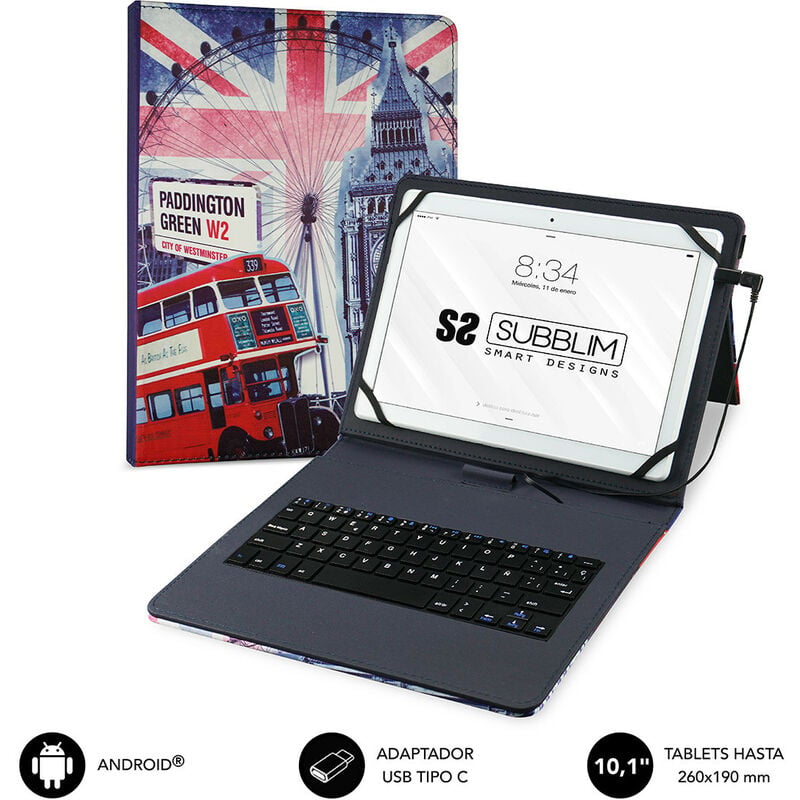 Funda Con Teclado Subblim Keytab Usb England Para Tablet De