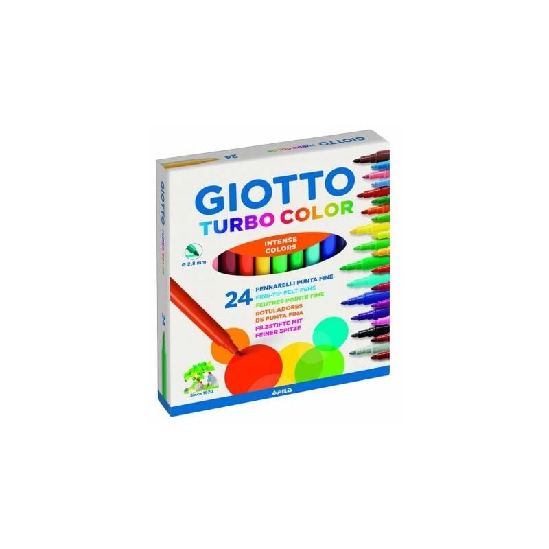 Pack De 24 marcadores giotto multicolor turbo color rotuladores estuche unidades caja uds punta super