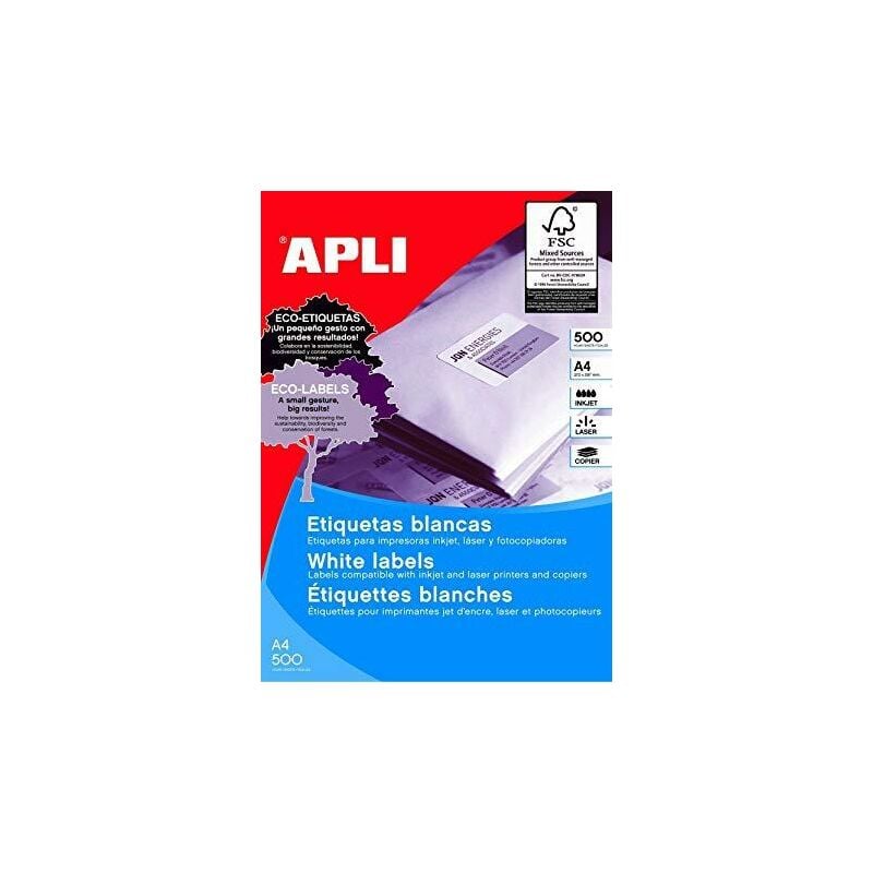 Apli Etiquetas Blanco Para Impresora Inkjet, Láser Y Fotocop