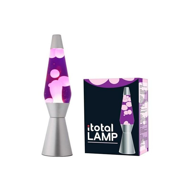 I-Total Lámpara Lava Base Silver Liquido 36Cm Púrpura/Rosa