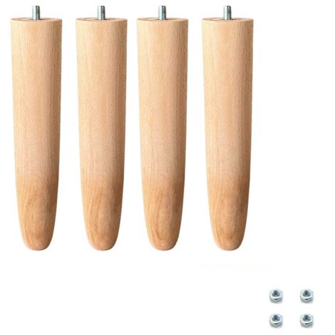 Soluko - Set 4 Piedi per Rete a Doghe Gambe Letto Universali in Legno di Faggio (32 cm)