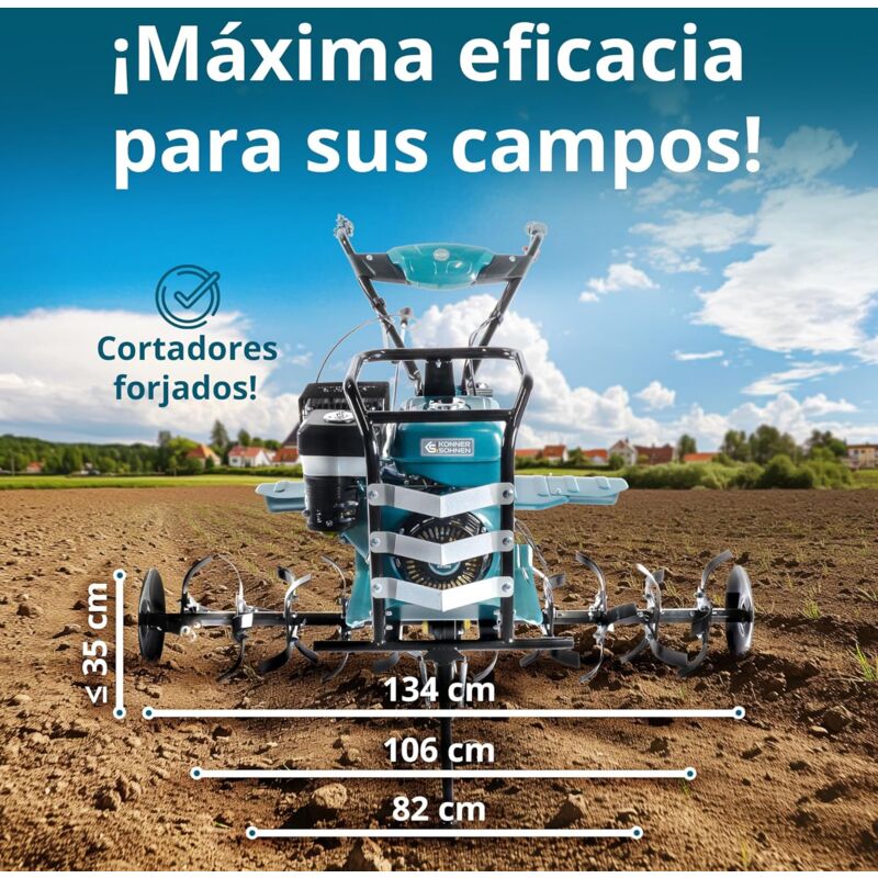 WOLEGM Fresadora De Jardín De 2 Tiempos, 52 Cc, 35 Cm De Ancho De Trabajo, Tracción De Ruedas