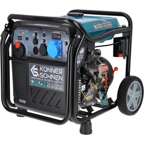 Könner & Söhnen KS 8100iEG Generador Inversor de Combustible Dual (Gas/Gasolina), 8,1 kW, Arranque Eléctrico, Onda Sinusoidal Pura, Ideal para Hogar, Profesionales y Dispositivos Sensibles, USB Integr (1/5)