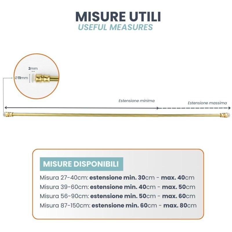 Bacchette Per Tende A Pressione - Alluminio Con Ventsose, Montaggio Senza Fori - Foto 8