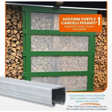 Binario Monorotaia In Ferro Zincato Per Porte Scorrevoli E Teli - Lunghezza 200cm Con Scorrevoli - Foto 10