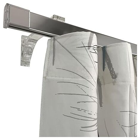 TENDAGGIMANIA Binario Tenda Soffitto/ Parete Piatto Moderno - Ideale anche per Tenda Wave - Completo di Tappi e Supporti  -Misura: 120 cm - Colore Cromo