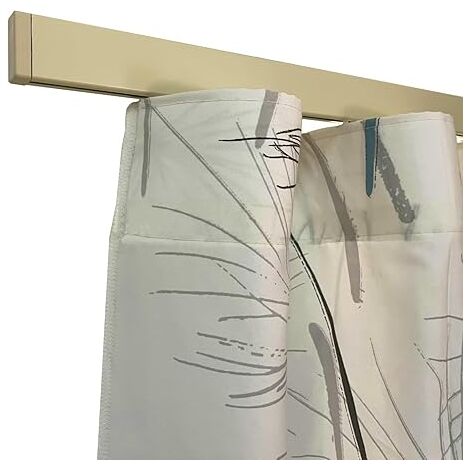 TENDAGGIMANIA Binario Tenda Soffitto/ Parete Piatto Moderno - Ideale anche per Tenda Wave - Con Giunzione Centrale- Completo di Tappi e Supporti -Misura: 220 cm - Colore Avorio