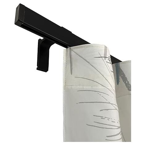 TENDAGGIMANIA Binario Tenda Soffitto/ Parete Piatto Moderno -Ideale anche per Tenda Wave - Con Giunzione Centrale-Completo di Tappi e Supporti -Misura: 260 cm - Colore Nero