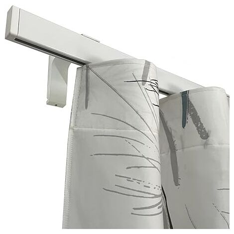 TENDAGGIMANIA Binario Tenda Soffitto/ Parete Piatto Moderno -Ideale anche per Tenda Wave - Con Giunzione Centrale-Completo di Tappi e Supporti -Misura: 220 cm - Colore Bianco