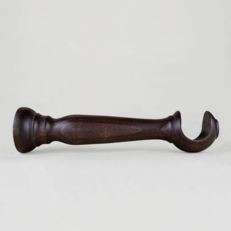 TENDAGGIMANIA Staffe per Tende 1 COPPIA - Per Bastoni per tende in Legno ∅ 35 MM - Staffe con piastrina di fissaggio, viti e tasselli- 100% Legno Made in Italy - Colore: NOCE -LUNGHEZZA 25 CM (1/5)