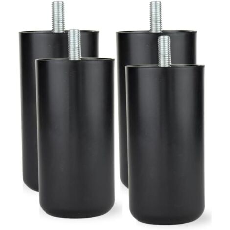 Piedini per Mobili, Letto Contenitore, Divano in PVC Nero - Altezza 12 cm - Gambe per letto, Tavolini, Poltrone e Pouf Facili da Montare- SET DA 4