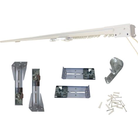 TENDAGGIMANIA Binario estensibile per Tenda - Scorritenda estensibile a parete o a soffitto - Movimento a corda - completo di viti,tasselli e supporti per il montaggio - Misura da 168 a 300 cm