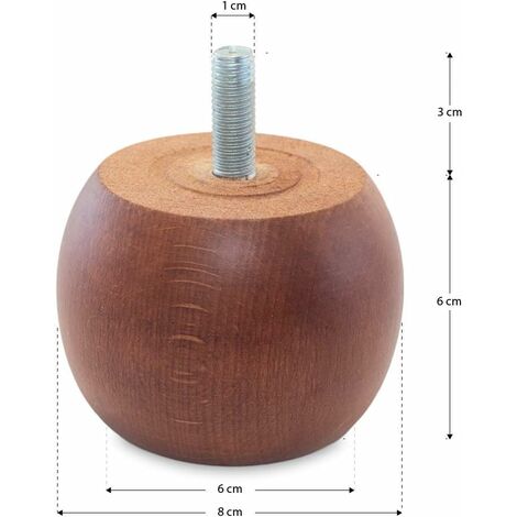 TENDAGGIMANIA Piedini per Mobili, Divani, Poltrone e Pouf- Modello Cipolla- 1 Piedino Altezza 6 cm