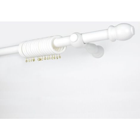 TENDAGGIMANIA Bastone Tenda in Legno Diametro 35 mm, Movimento Manuale, Completo di Tutti Gli Accessori, Color Bianco - 240 CM