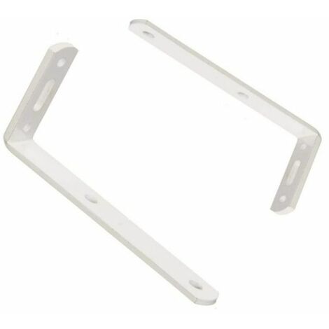 TENDAGGIMANIA Coppia STAFFE Angolari con Fori in Acciaio Pesante Laccato Bianco, Senza Saetta, Ideale per Fissaggio Mensole, scaffali, Tende, bastoni, binari, Spessore: 4 mm- Lunghezza 15 cm