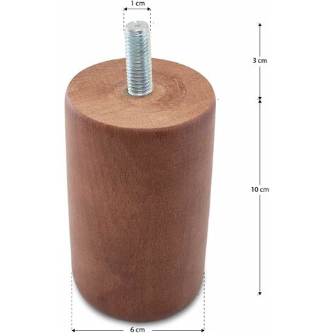 TENDAGGIMANIA Piedini per Mobili, Divani, Poltrone e Pouf-  Modello Cilindro- 1 Piedino Altezza 10 cm