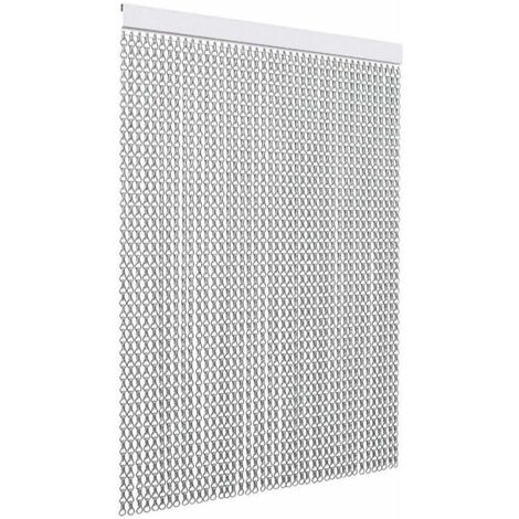 TENDAGGIMANIA Tenda Antimosche per Porte e Finestre - Colore binario: Argento - Modello Catena in Alluminio - (L.120 CM X H.240 CM, Argento)