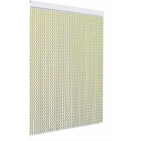 TENDAGGIMANIA Tenda Antimosche per Porte e Finestre - Colore binario: Argento - Modello Catena in Alluminio - (L.140 CM X H.240 CM, Oro)