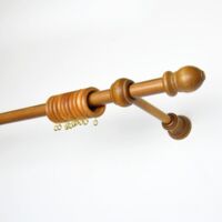 Asta Per Tende Regolabile In Finto Legno Diametro 2,5 Cm Con Terminali A Foglia, Da 182 A 350 Cm, Colore Venato