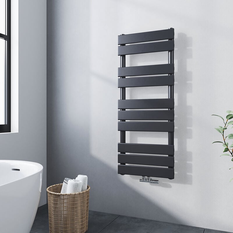 Meykoers Radiador Toallero De Agua caliente Antracita 1000x400mm vertical plano Toallero Radiador, 370 Vatios