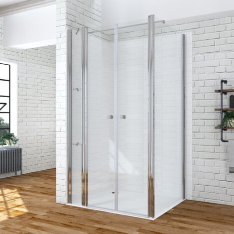 Schwingtür Duschkabine für Eckeinstieg inkl. Seitenwand 5. 110x80x197 cm Glas Eckdusche Pendeltür aus 6 mm Nano Sicherheitsglas (1/5)