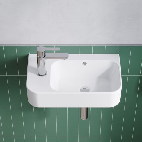 Waschbecken Keramik Weiß Aufsatzwaschbecken für das Badezimmer und Gäste-WC Handwaschbecken 17 - Eckig - 45 x 27 x 10,5 cm