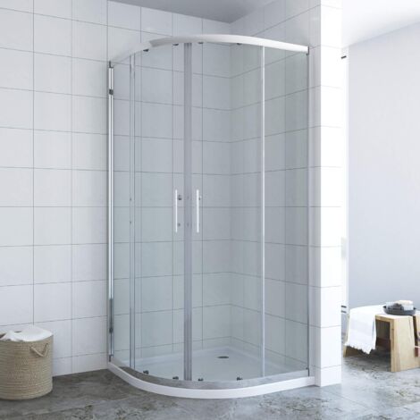 Duschkabine Viertelkreis 80x80 x 185 cm mit Einfaches Rollen Befestigungssystem Schiebetüren Runddusche Duschwand Glas Rund Dusche Schiebetür halbrund aus 6mm ESG Sicherheitsglas (1/5)