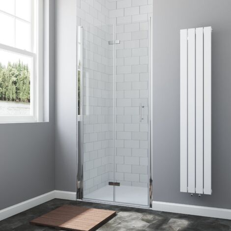 Duschtür Falttür Nischentür Duschfaltwand Drehfalttür für Duschwanne Dusche Nische Duschwand 6 mm ESG mit Nano Beschichtung 120x197 cm