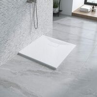 Flache Duschtasse 80x80 cm SMC Antirutsch Weiß Duschwanne für Duschabtrennung, Sheet-Molding-Compound(SMC), Zuschneidbar, Kann direkt am Boden installiert werden