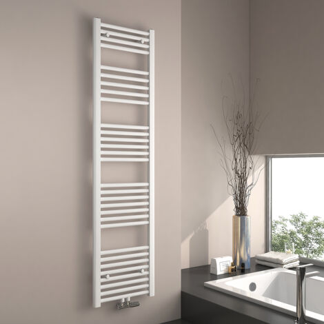 EMKE Sèche-serviette eau chaude, Radiateur sèche-serviettes raccordement central Blanc 160x40cm 547 Watts