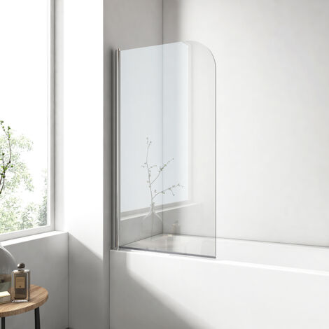 EMKE Pare de baignoire en 6 mm verre securit Paroi de douche pour baignoire Revêtement Nano facile à nettoyer - 70 x 140 cm