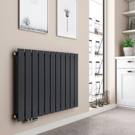 EMKE Radiateur eau chaude en acier Mural Anthracite 63x62cm 450W Simple Couche