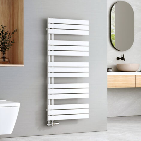 EMKE Sèche-serviettes à Eau Chaude Panneau Plat, Sèche-serviettes connexion latérale pour, Blanc 1320x600mm 798Watts