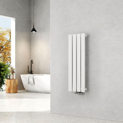 EMKE Radiateur eau chaude en acier Tube plat Montage mural Horizontal design  Blanc 90x30cm Unique Couche