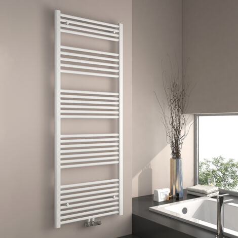 EMKE Sèche-serviette eau chaude, Radiateur sèche-serviettes raccordement central  Blanc 160x60cm 761 Watts