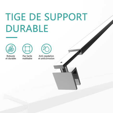 EMKE Barre de fixation pour douche à l'italienne 700-1200mm, barre de stabilisation réglable pour verre 8-10mm