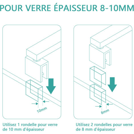 EMKE Barre de fixation pour douche à l'italienne 700-1200mm, barre de stabilisation réglable pour verre 8-10mm