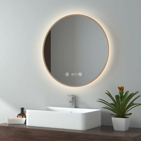 Miroir anti-buée EXCELLENCE 70x80 cm - Eclairage LED - Loupe et heure