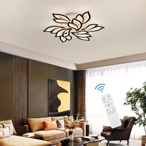 Ganeed LED Plafonnier Luminaire Lustre de Plafond Moderne Plafonnier à Intensité Variable Lampe de plafond en Acrylique pour chambre, salon, salle à manger, foyer (noir) 76cm