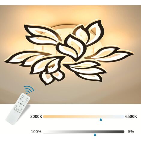 Ganeed LED Plafonnier Luminaire Lustre de Plafond Moderne Plafonnier à Intensité Variable Lampe de plafond en Acrylique pour chambre, salon, salle à manger, foyer (noir) 76cm