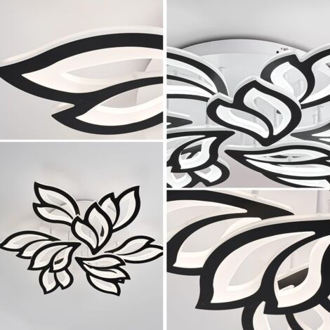 Ganeed LED Plafonnier Luminaire Lustre de Plafond Moderne Plafonnier à Intensité Variable Lampe de plafond en Acrylique pour chambre, salon, salle à manger, foyer (noir) 76cm